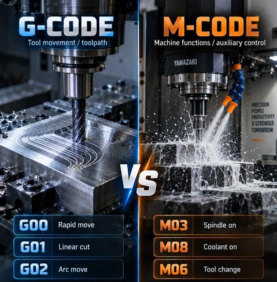 G-code and M-code in CNC